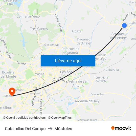 Cabanillas Del Campo to Móstoles map