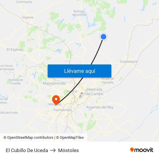 El Cubillo De Uceda to Móstoles map