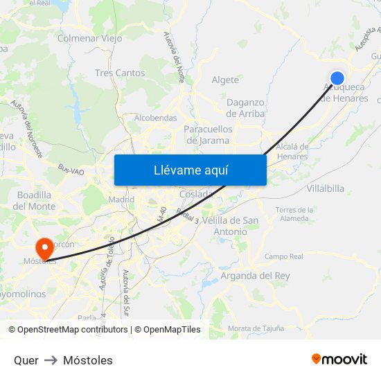 Quer to Móstoles map