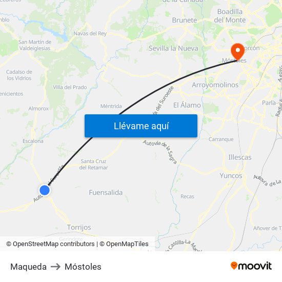 Maqueda to Móstoles map