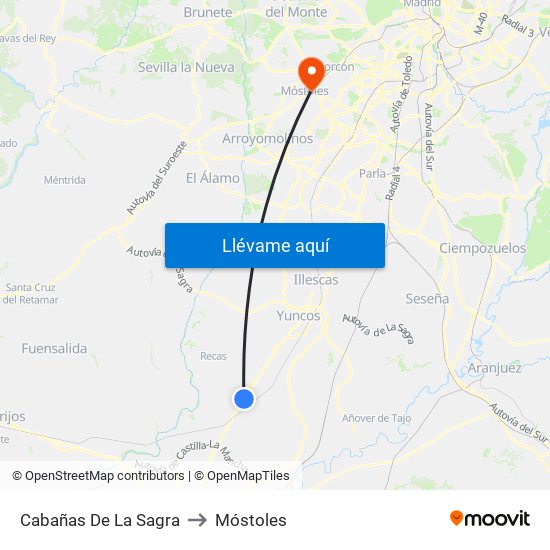 Cabañas De La Sagra to Móstoles map