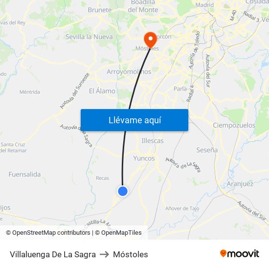 Villaluenga De La Sagra to Móstoles map