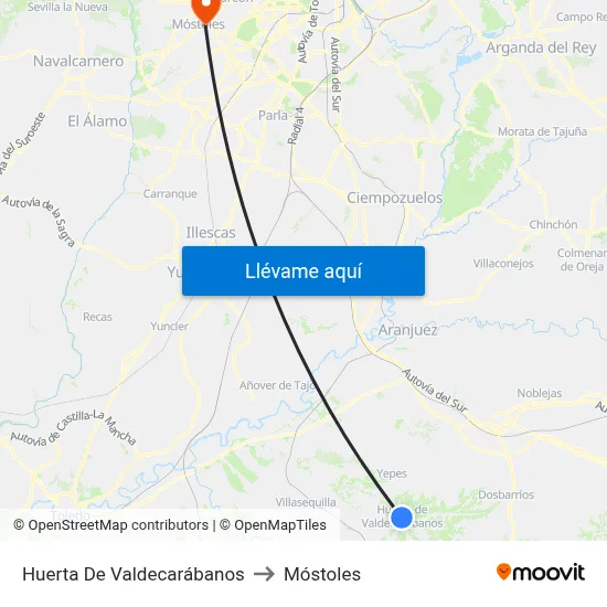 Huerta De Valdecarábanos to Móstoles map