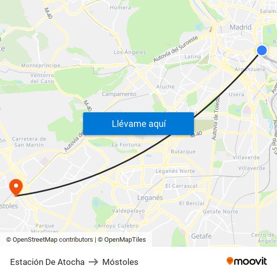 Estación De Atocha to Móstoles map