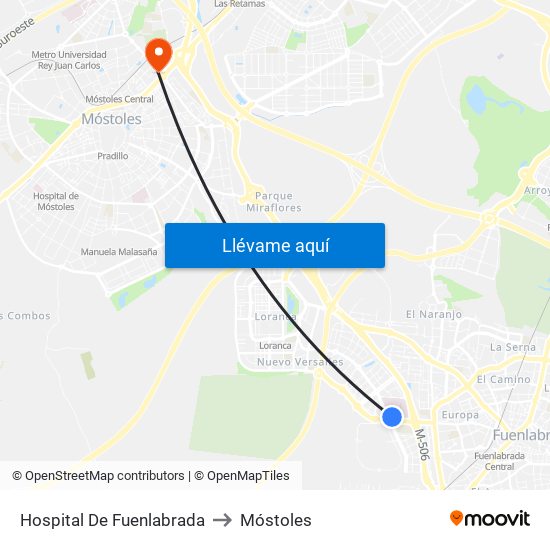 Hospital De Fuenlabrada to Móstoles map