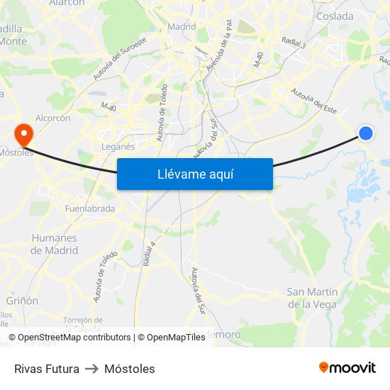 Rivas Futura to Móstoles map