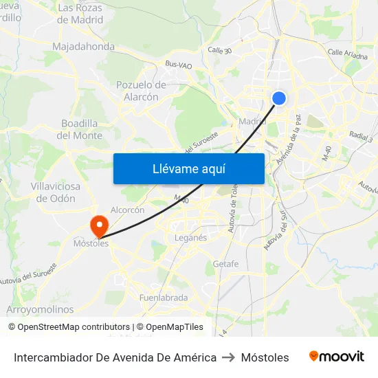 Intercambiador De Avenida De América to Móstoles map