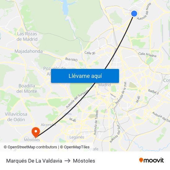 Marqués De La Valdavia to Móstoles map