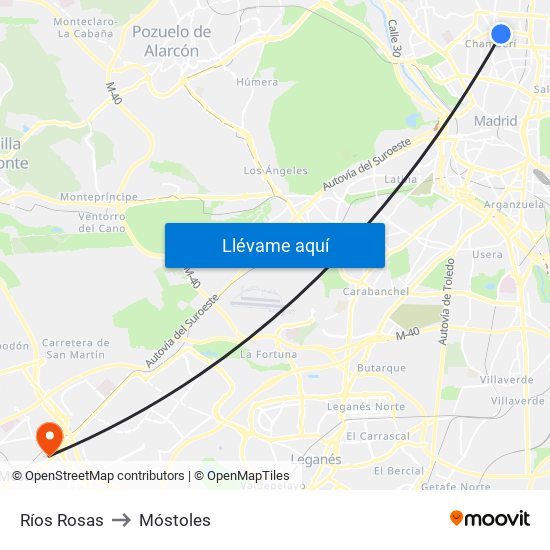 Ríos Rosas to Móstoles map