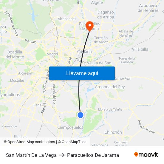 San Martín De La Vega to Paracuellos De Jarama map