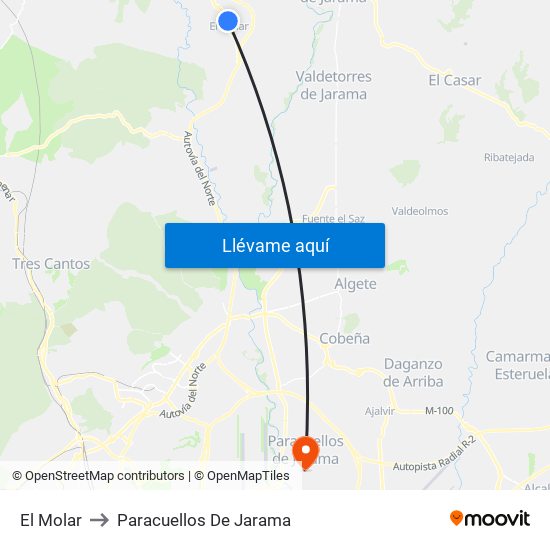 El Molar to Paracuellos De Jarama map