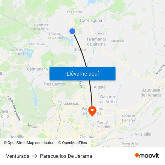 Venturada to Paracuellos De Jarama map