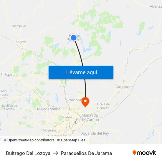 Buitrago Del Lozoya to Paracuellos De Jarama map