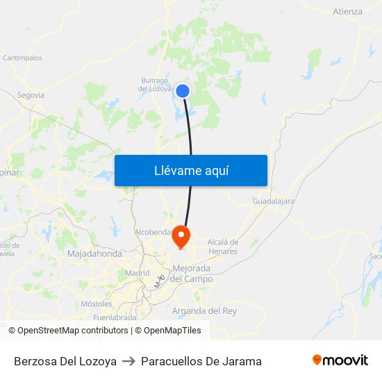 Berzosa Del Lozoya to Paracuellos De Jarama map