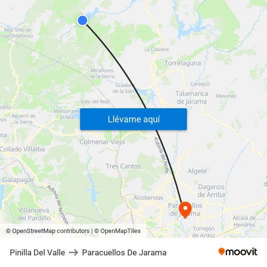 Pinilla Del Valle to Paracuellos De Jarama map