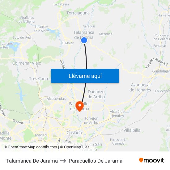Talamanca De Jarama to Paracuellos De Jarama map