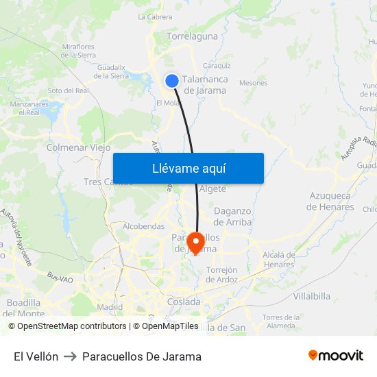 El Vellón to Paracuellos De Jarama map