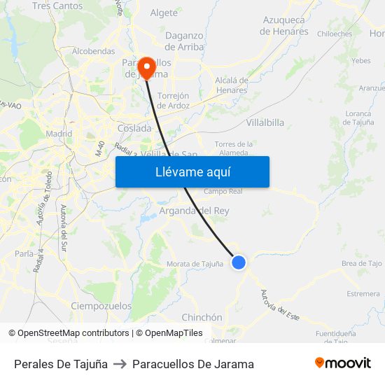 Perales De Tajuña to Paracuellos De Jarama map