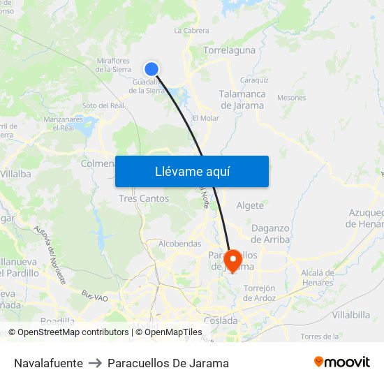 Navalafuente to Paracuellos De Jarama map