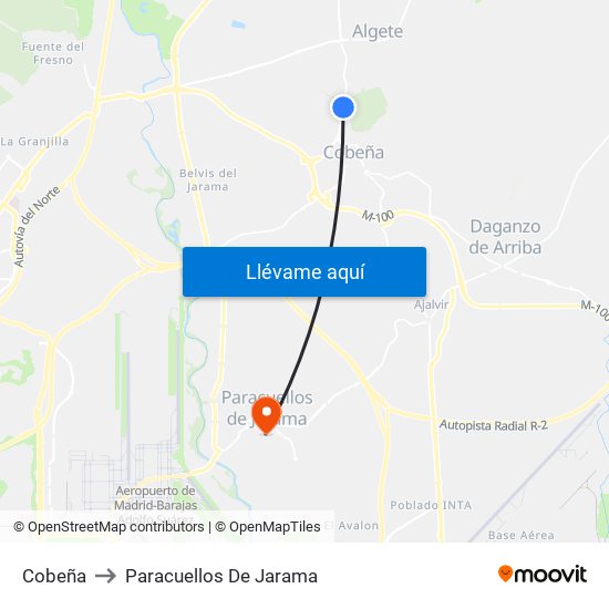 Cobeña to Paracuellos De Jarama map