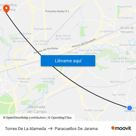Torres De La Alameda to Paracuellos De Jarama map