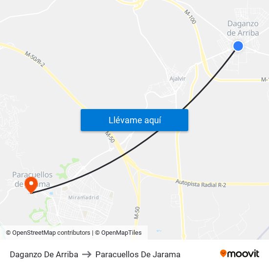 Daganzo De Arriba to Paracuellos De Jarama map