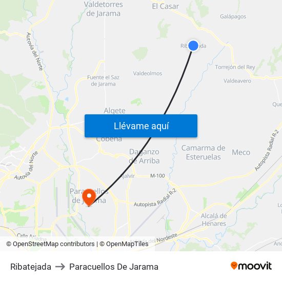 Ribatejada to Paracuellos De Jarama map
