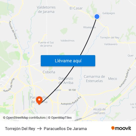 Torrejón Del Rey to Paracuellos De Jarama map
