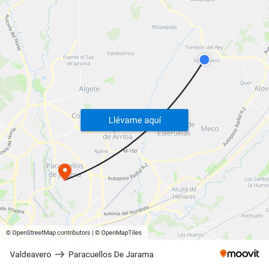 Valdeavero to Paracuellos De Jarama map