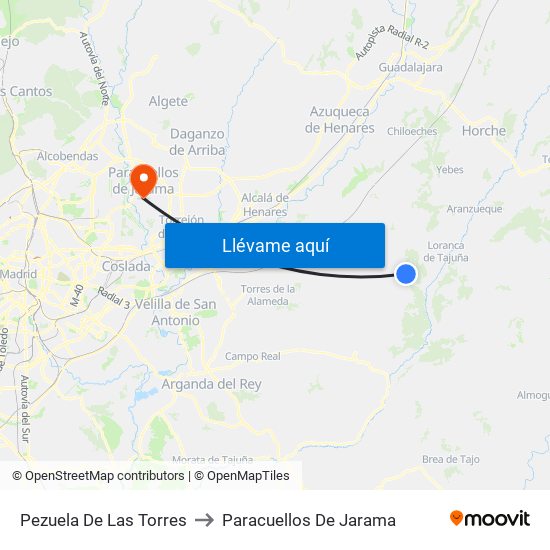 Pezuela De Las Torres to Paracuellos De Jarama map