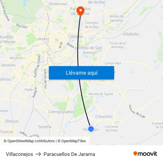 Villaconejos to Paracuellos De Jarama map
