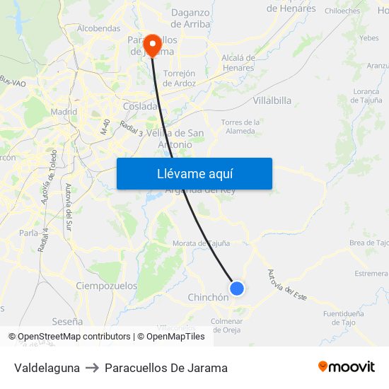 Valdelaguna to Paracuellos De Jarama map