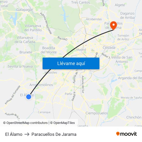 El Álamo to Paracuellos De Jarama map