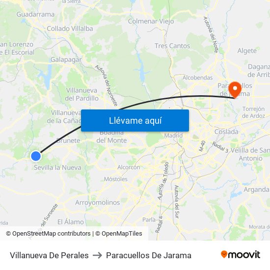 Villanueva De Perales to Paracuellos De Jarama map