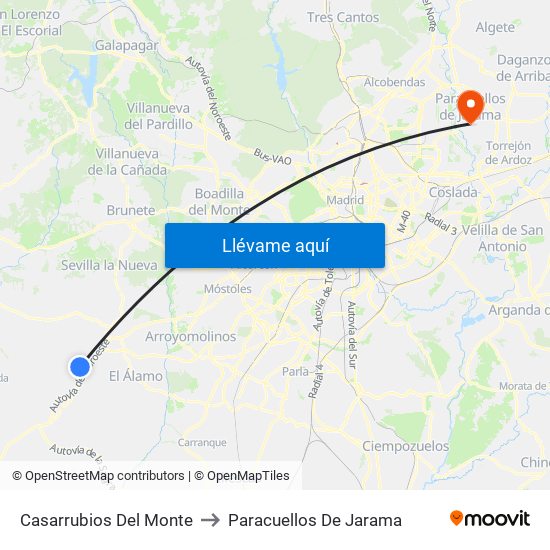 Casarrubios Del Monte to Paracuellos De Jarama map