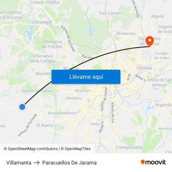 Villamanta to Paracuellos De Jarama map