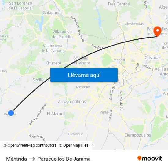 Méntrida to Paracuellos De Jarama map