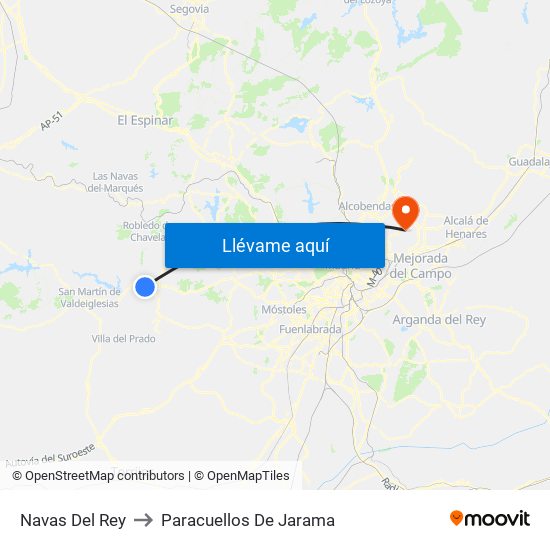 Navas Del Rey to Paracuellos De Jarama map