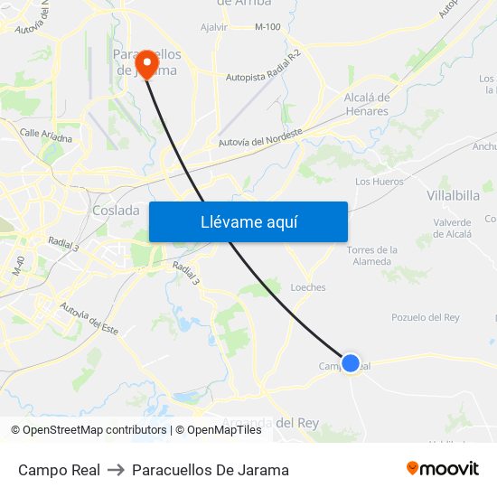 Campo Real to Paracuellos De Jarama map
