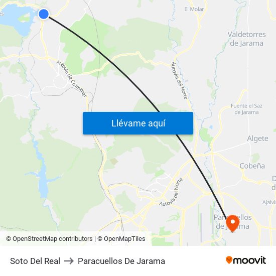 Soto Del Real to Paracuellos De Jarama map