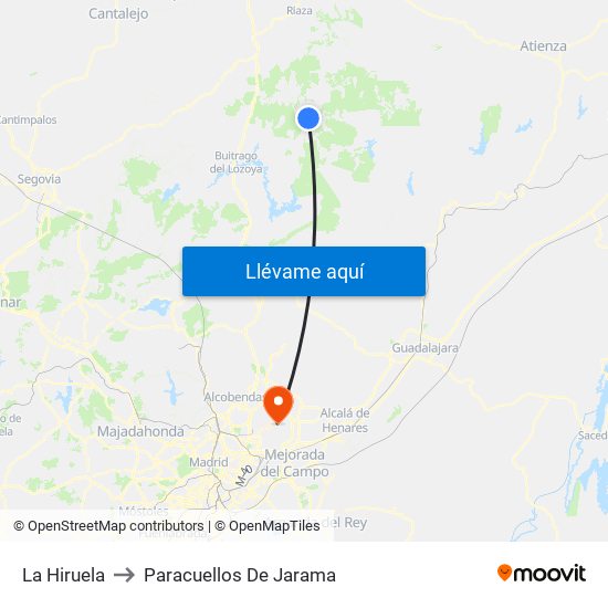 La Hiruela to Paracuellos De Jarama map