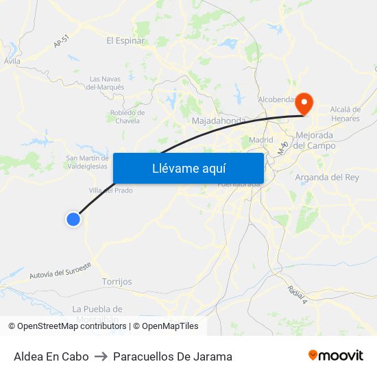 Aldea En Cabo to Paracuellos De Jarama map