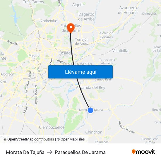 Morata De Tajuña to Paracuellos De Jarama map