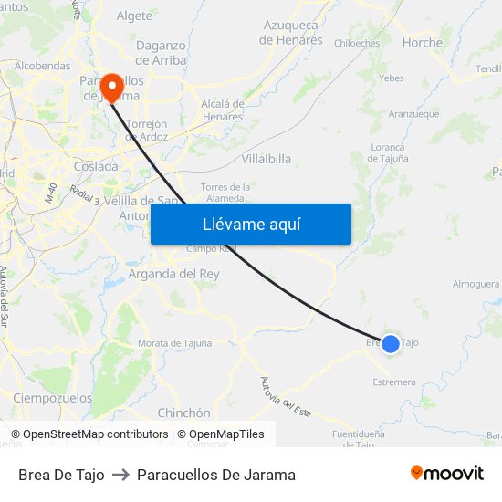 Brea De Tajo to Paracuellos De Jarama map
