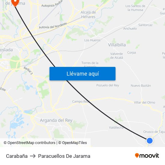 Carabaña to Paracuellos De Jarama map