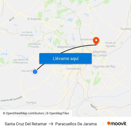 Santa Cruz Del Retamar to Paracuellos De Jarama map