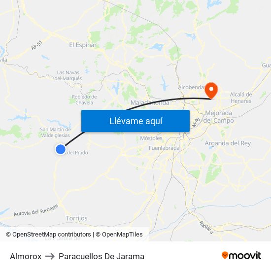 Almorox to Paracuellos De Jarama map
