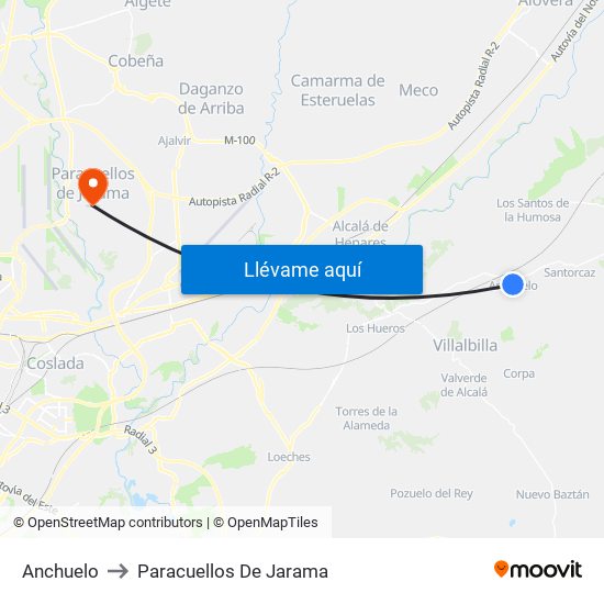 Anchuelo to Paracuellos De Jarama map
