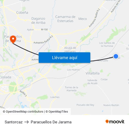 Santorcaz to Paracuellos De Jarama map