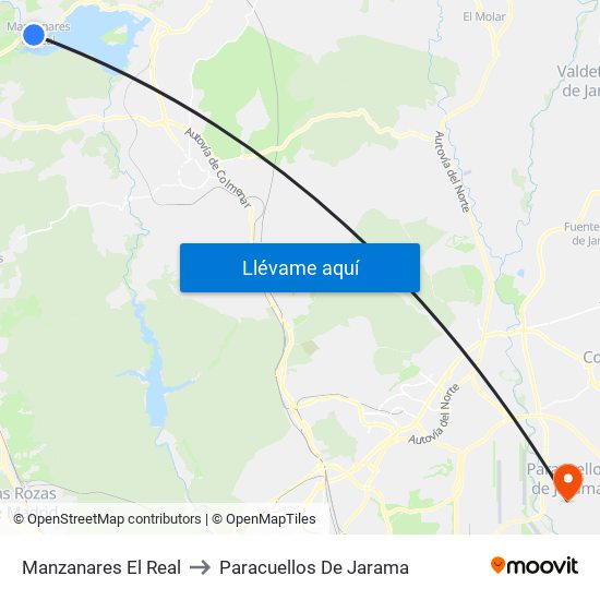 Manzanares El Real to Paracuellos De Jarama map